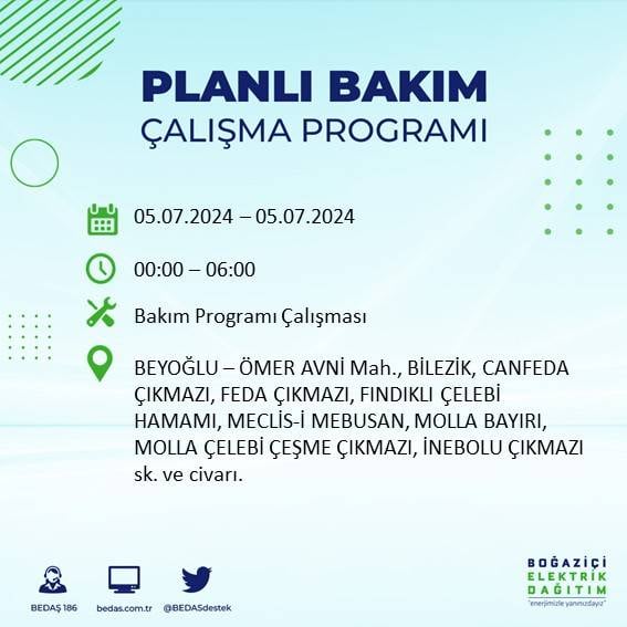 BEDAŞ açıkladı: İstanbul'da bugün elektrik kesintisi yaşanacak ilçeler 25