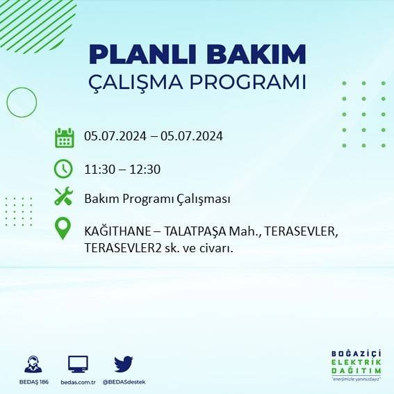 BEDAŞ açıkladı: İstanbul'da bugün elektrik kesintisi yaşanacak ilçeler 18