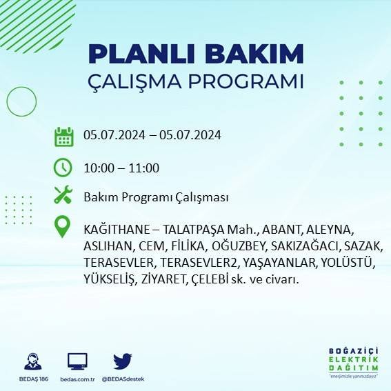 BEDAŞ açıkladı: İstanbul'da bugün elektrik kesintisi yaşanacak ilçeler 15