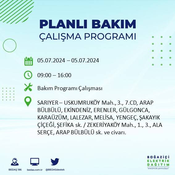 BEDAŞ açıkladı: İstanbul'da bugün elektrik kesintisi yaşanacak ilçeler 4