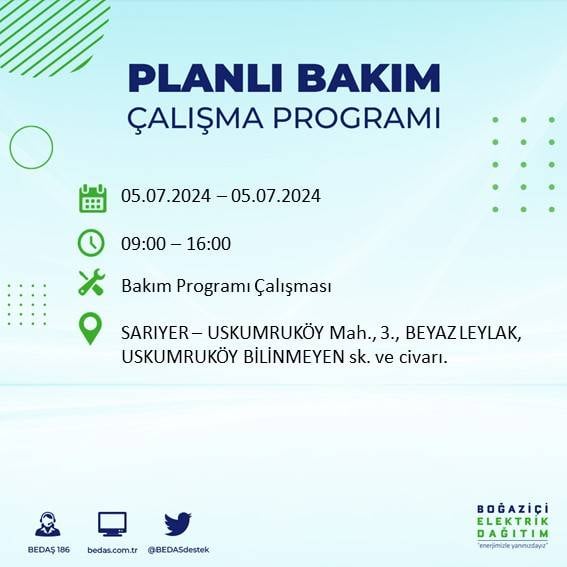 BEDAŞ açıkladı: İstanbul'da bugün elektrik kesintisi yaşanacak ilçeler 6