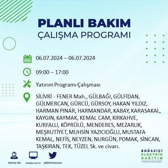 BEDAŞ duyurdu: İstanbul'da 6 Temmuz'da elektrik kesintisi yaşanacak ilçeler 2