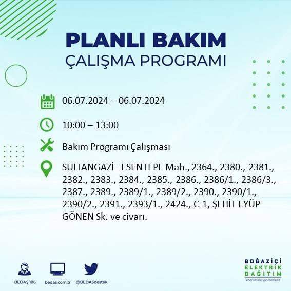 BEDAŞ duyurdu: İstanbul'da 6 Temmuz'da elektrik kesintisi yaşanacak ilçeler 4