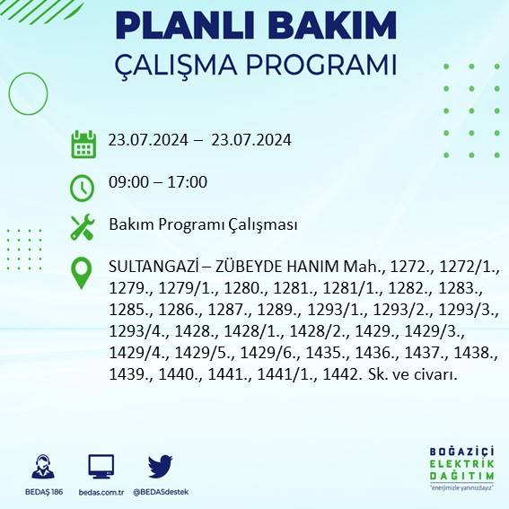 BEDAŞ açıkladı: İstanbul'da 23 Temmuz'da elektrik kesintisi yaşanacak ilçeler 44