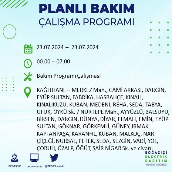 BEDAŞ açıkladı: İstanbul'da 23 Temmuz'da elektrik kesintisi yaşanacak ilçeler 34