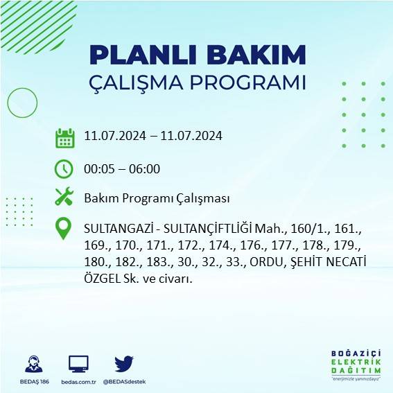 BEDAŞ açıkladı: İstanbul'da 11 Temmuz 2024'te elektrik kesintisi yaşanacak ilçeler 40