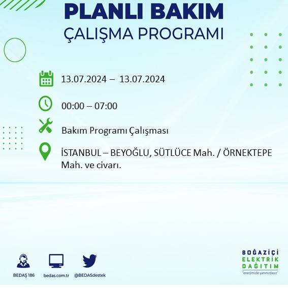 BEDAŞ paylaştı: İstanbul'da yarın elektrik kesintisi yaşanacak ilçeler 14