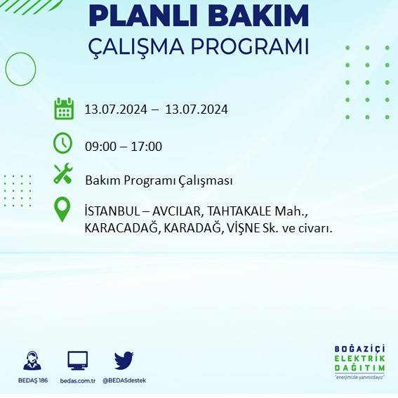 BEDAŞ paylaştı: İstanbul'da yarın elektrik kesintisi yaşanacak ilçeler 1