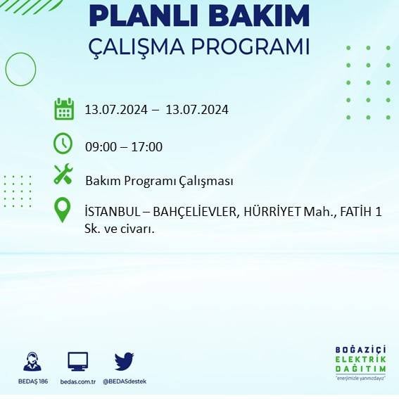 BEDAŞ paylaştı: İstanbul'da yarın elektrik kesintisi yaşanacak ilçeler 5