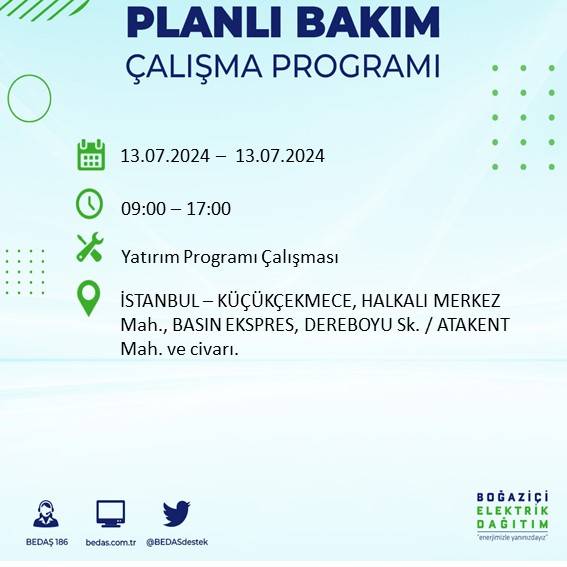 BEDAŞ paylaştı: İstanbul'da yarın elektrik kesintisi yaşanacak ilçeler 29