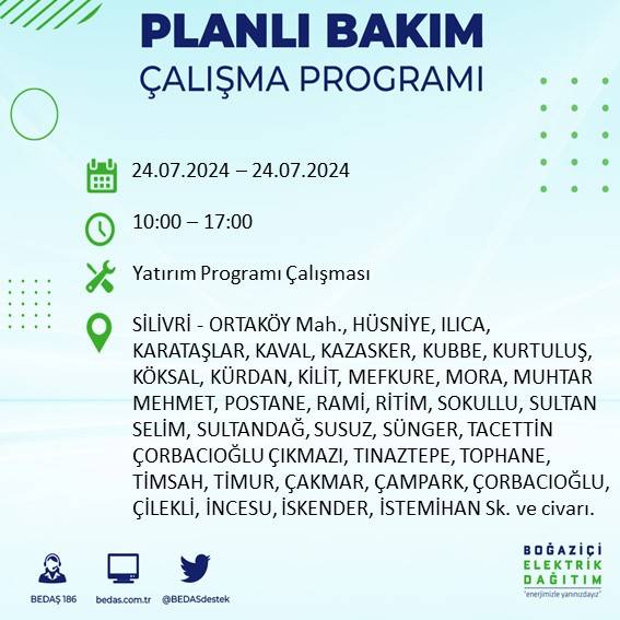 BEDAŞ paylaştı: İstanbul'da 24 Temmuz elektrik kesintisi yaşanacak ilçeler 38