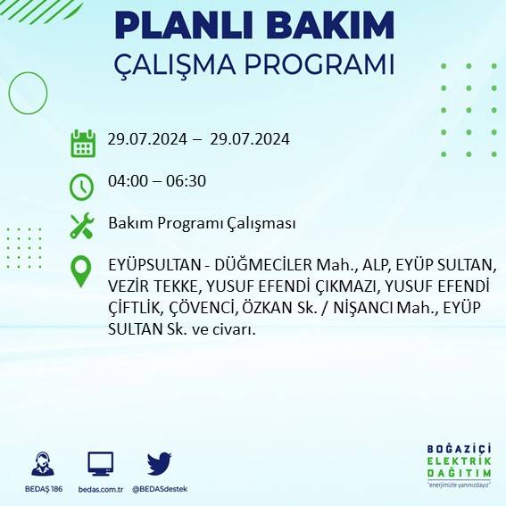 BEDAŞ duyurdu: İstanbul'da bugün elektrik kesintisi yaşanacak ilçeler 44