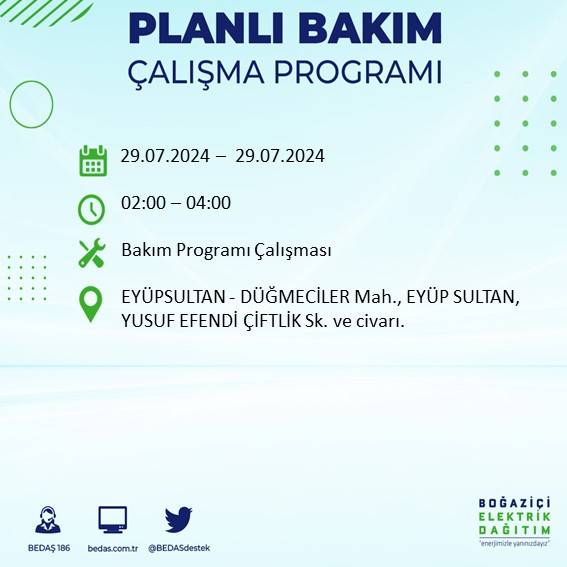 BEDAŞ duyurdu: İstanbul'da bugün elektrik kesintisi yaşanacak ilçeler 47