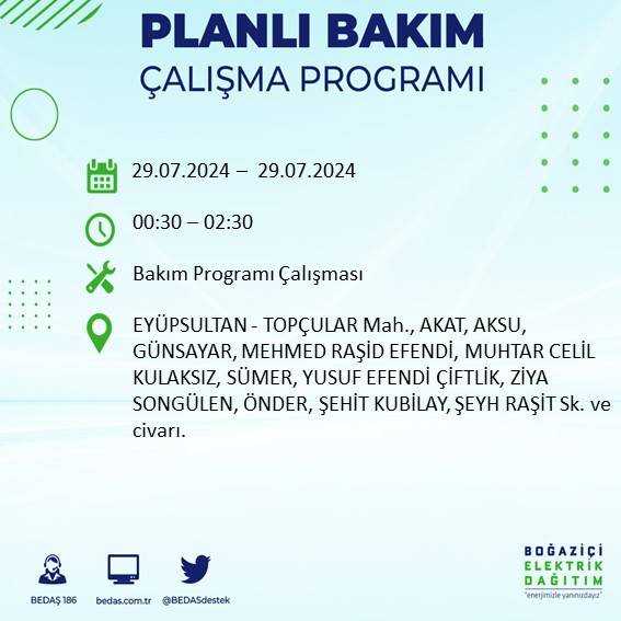 BEDAŞ duyurdu: İstanbul'da bugün elektrik kesintisi yaşanacak ilçeler 46