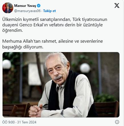 Genco Erkal hayatını kaybetti: Sanatçıya sosyal medyada böyle veda ettiler 3