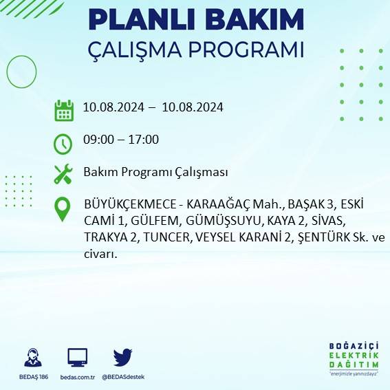 İstanbullular dikkat BEDAŞ açıkladı: Yarın bu ilçelerde elektrik kesintisi yaşanacak! 10