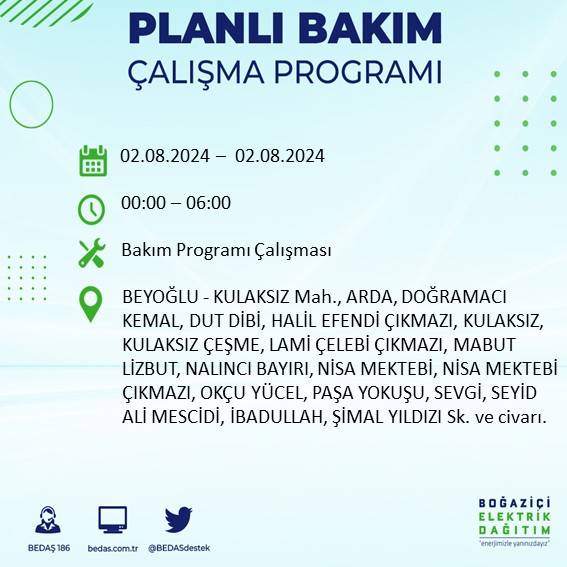 BEDAŞ açıkladı: İstanbul'da yarın elektrik kesintisi yaşanacak ilçeler 21