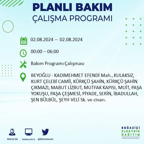 BEDAŞ açıkladı: İstanbul'da yarın elektrik kesintisi yaşanacak ilçeler 20