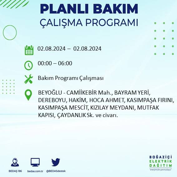 BEDAŞ açıkladı: İstanbul'da yarın elektrik kesintisi yaşanacak ilçeler 18