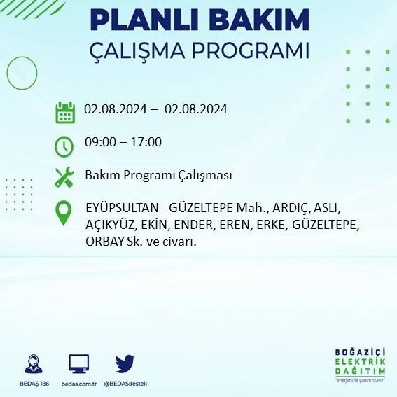 BEDAŞ açıkladı: İstanbul'da yarın elektrik kesintisi yaşanacak ilçeler 31