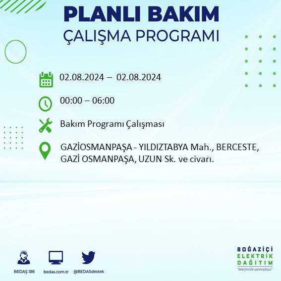 BEDAŞ açıkladı: İstanbul'da yarın elektrik kesintisi yaşanacak ilçeler 33