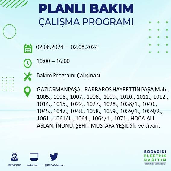 BEDAŞ açıkladı: İstanbul'da yarın elektrik kesintisi yaşanacak ilçeler 34