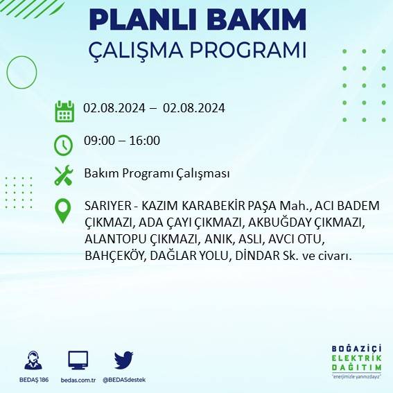 BEDAŞ açıkladı: İstanbul'da yarın elektrik kesintisi yaşanacak ilçeler 44