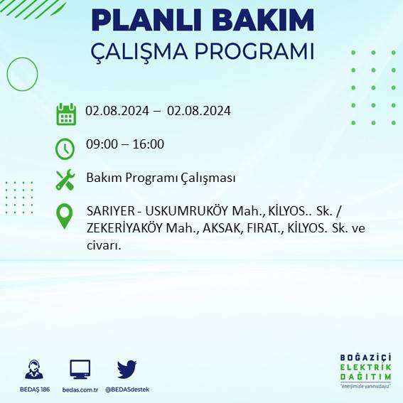 BEDAŞ açıkladı: İstanbul'da yarın elektrik kesintisi yaşanacak ilçeler 43