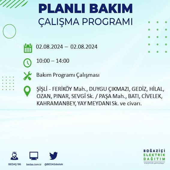 BEDAŞ açıkladı: İstanbul'da yarın elektrik kesintisi yaşanacak ilçeler 61