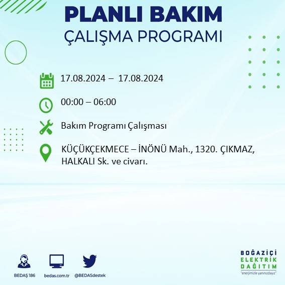 BEDAŞ: İstanbul'da yarın elektrik kesintisi yaşanacak ilçeler 34