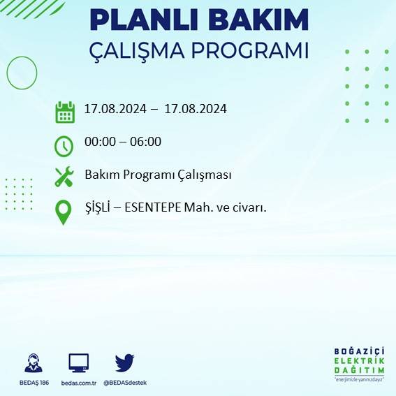 BEDAŞ: İstanbul'da yarın elektrik kesintisi yaşanacak ilçeler 40