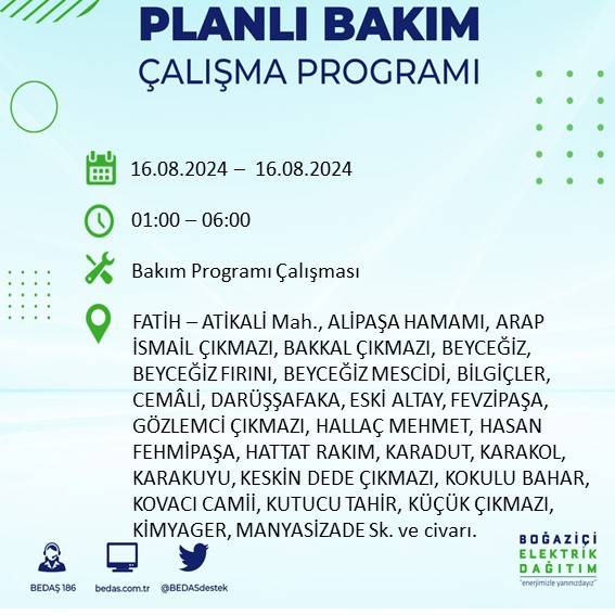 BEDAŞ duyurdu: İstanbul'da yarın elektrik kesintisi yaşanacak ilçeler 25