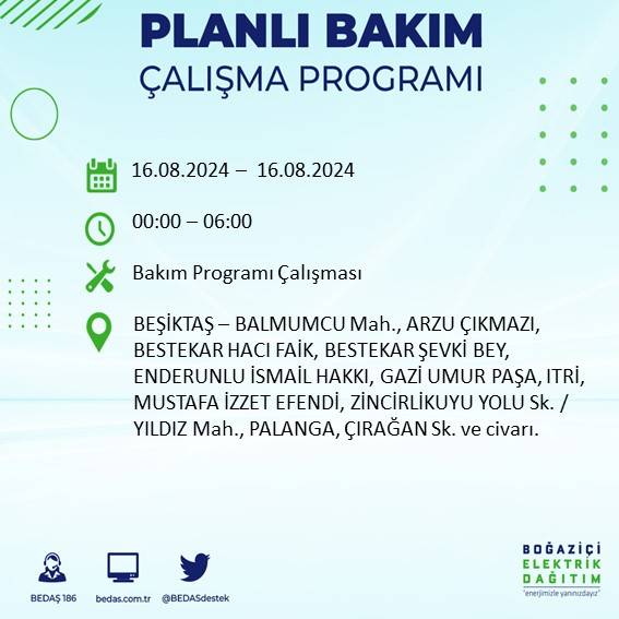 BEDAŞ duyurdu: İstanbul'da yarın elektrik kesintisi yaşanacak ilçeler 15