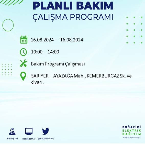 BEDAŞ duyurdu: İstanbul'da yarın elektrik kesintisi yaşanacak ilçeler 48