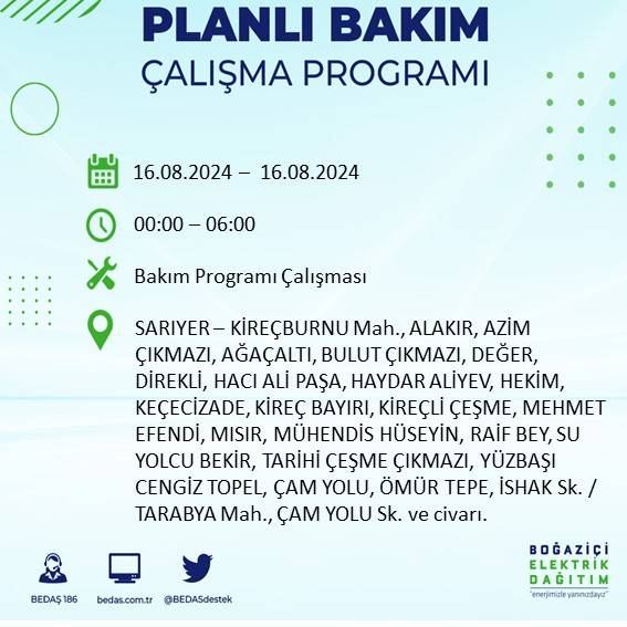 BEDAŞ duyurdu: İstanbul'da yarın elektrik kesintisi yaşanacak ilçeler 44