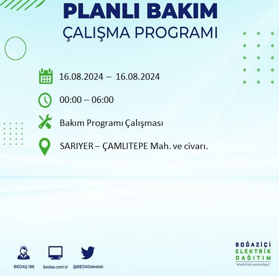 BEDAŞ duyurdu: İstanbul'da yarın elektrik kesintisi yaşanacak ilçeler 46