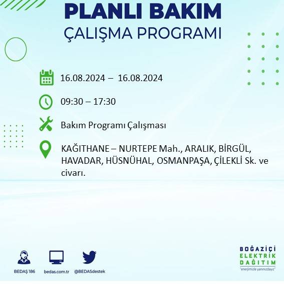 BEDAŞ duyurdu: İstanbul'da yarın elektrik kesintisi yaşanacak ilçeler 39