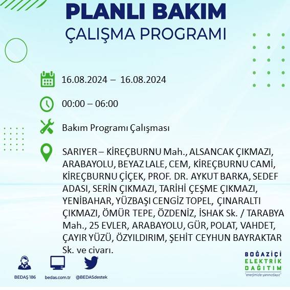 BEDAŞ duyurdu: İstanbul'da yarın elektrik kesintisi yaşanacak ilçeler 49