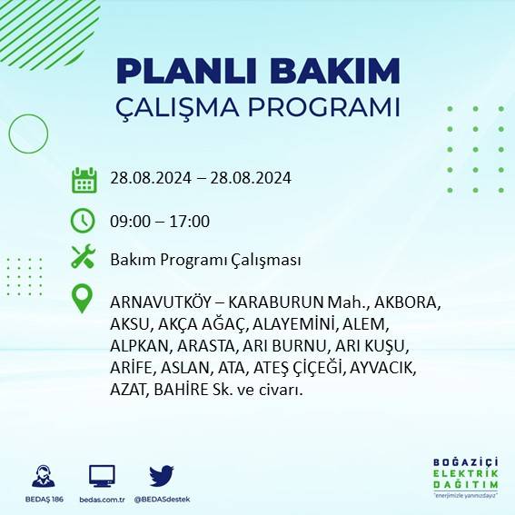 BEDAŞ açıkladı: İstanbul'da yarın elektrik kesintisi yaşanacak ilçeler 1