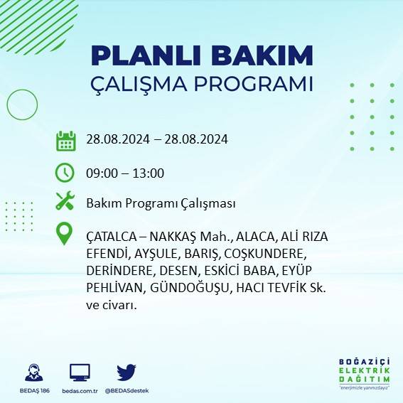 BEDAŞ açıkladı: İstanbul'da yarın elektrik kesintisi yaşanacak ilçeler 25