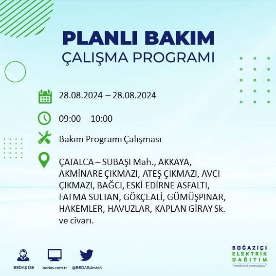 BEDAŞ açıkladı: İstanbul'da yarın elektrik kesintisi yaşanacak ilçeler 28