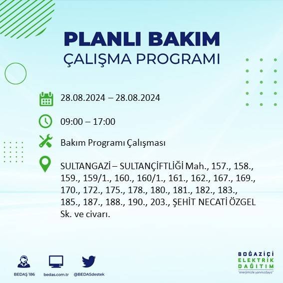 BEDAŞ açıkladı: İstanbul'da yarın elektrik kesintisi yaşanacak ilçeler 67