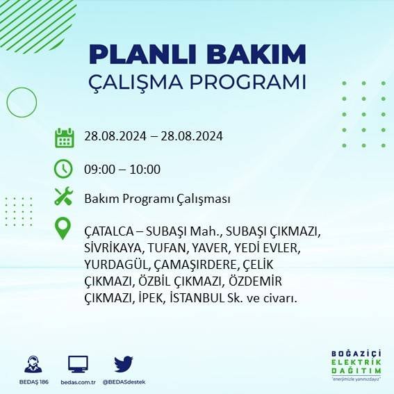 BEDAŞ açıkladı: İstanbul'da yarın elektrik kesintisi yaşanacak ilçeler 30