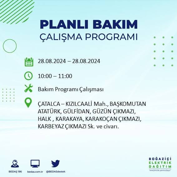 BEDAŞ açıkladı: İstanbul'da yarın elektrik kesintisi yaşanacak ilçeler 36