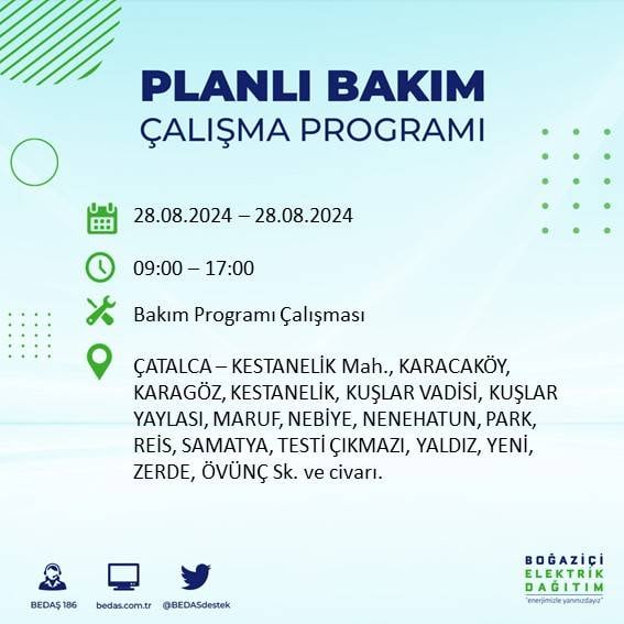 BEDAŞ açıkladı: İstanbul'da yarın elektrik kesintisi yaşanacak ilçeler 38