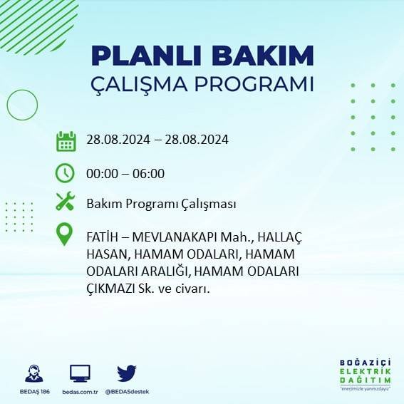 BEDAŞ açıkladı: İstanbul'da yarın elektrik kesintisi yaşanacak ilçeler 48