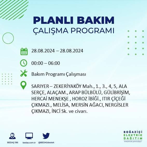 BEDAŞ açıkladı: İstanbul'da yarın elektrik kesintisi yaşanacak ilçeler 60