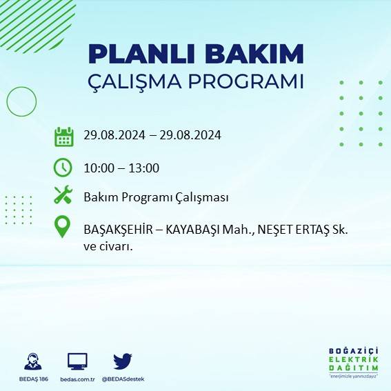 BEDAŞ açıkladı: İstanbul'da yarın elektrik kesintisi yaşanacak ilçeler 44