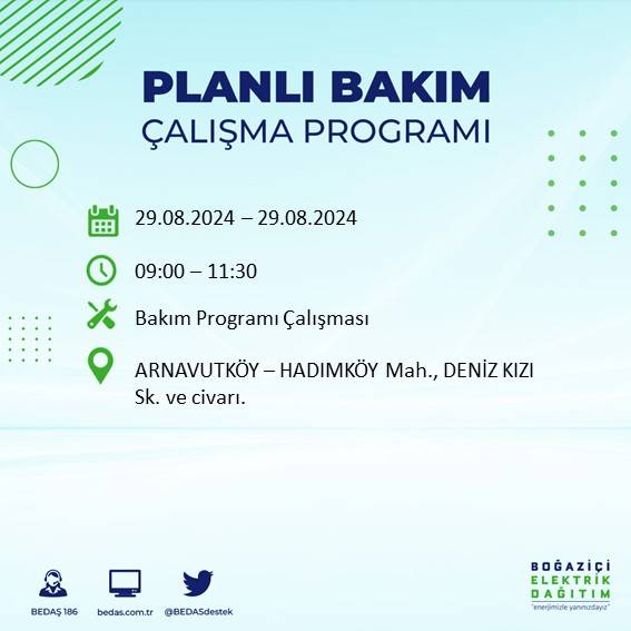 BEDAŞ açıkladı: İstanbul'da yarın elektrik kesintisi yaşanacak ilçeler 51