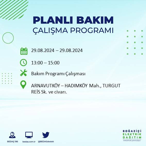 BEDAŞ açıkladı: İstanbul'da yarın elektrik kesintisi yaşanacak ilçeler 52